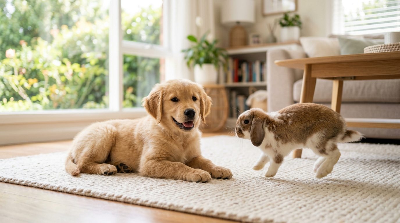 Un chien et un lapin qui jouent ensemble : complicité et précautions