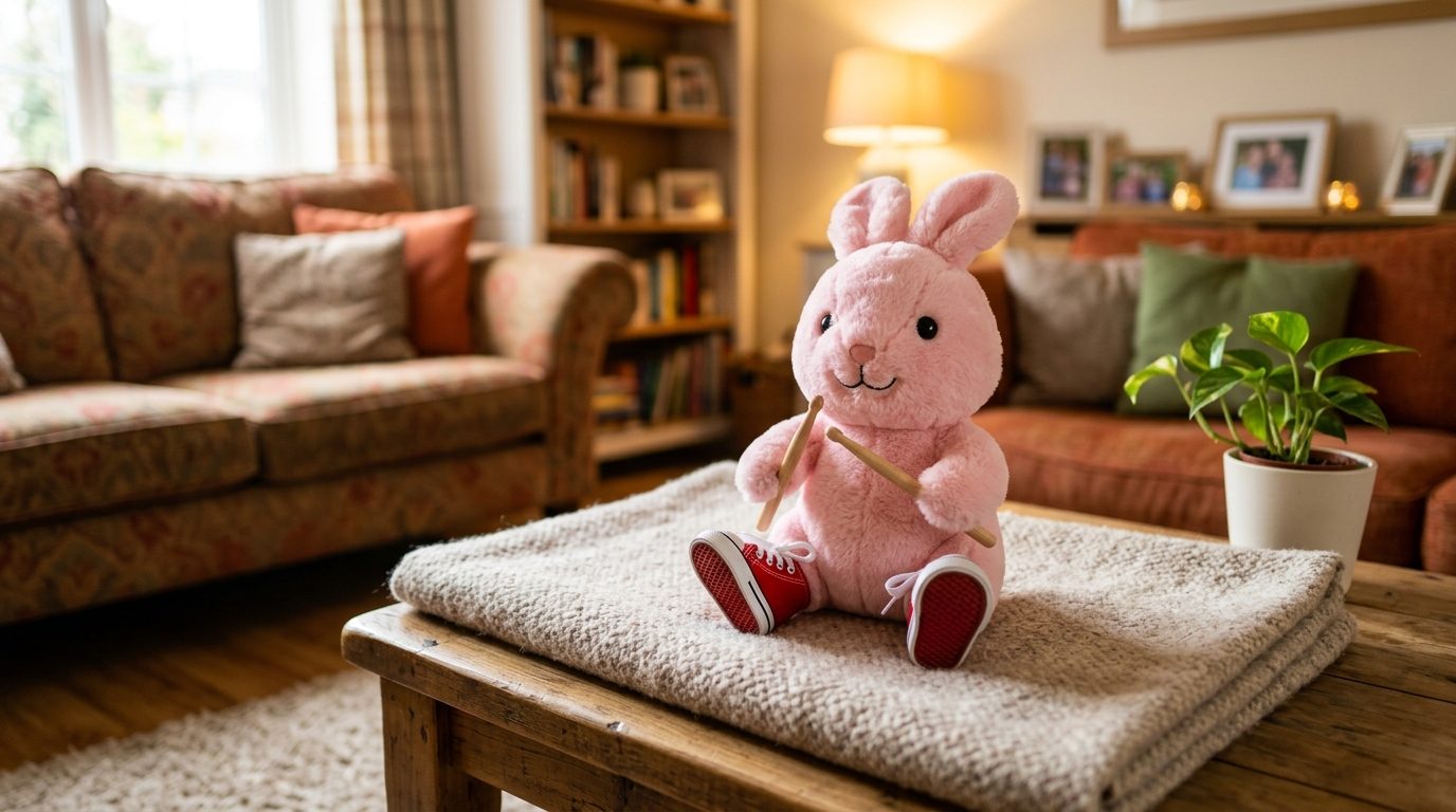 Le célèbre lapin rose publicitaire avec son énergie inépuisable