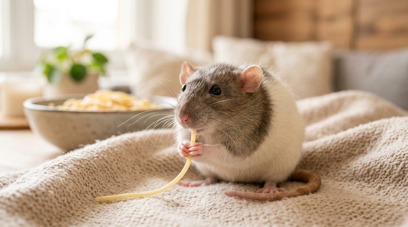 Un rat gourmand et ses spaghettis : entre mignonnerie et vrais besoins nutritionnels