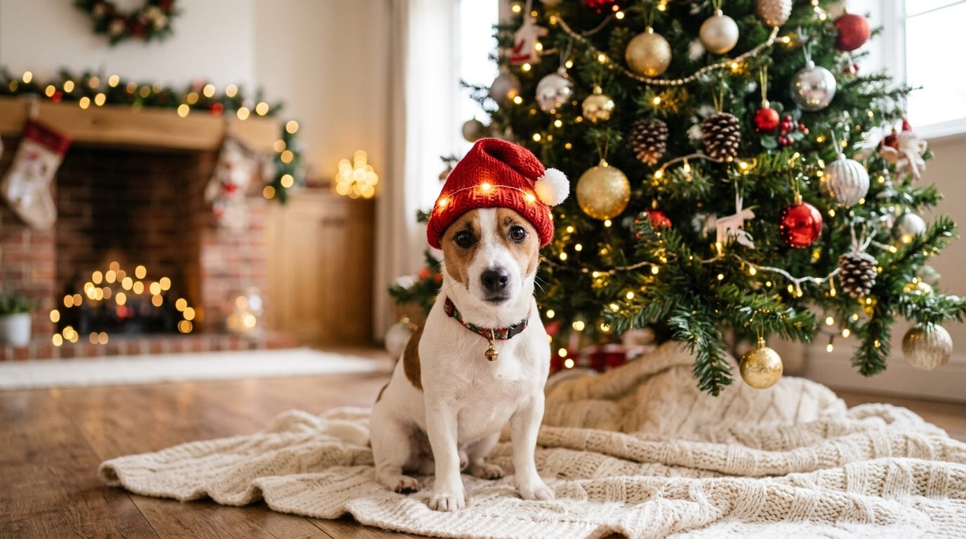 Bonnet de Noël à LED pour petit chien : brillez ensemble pour les fêtes !
