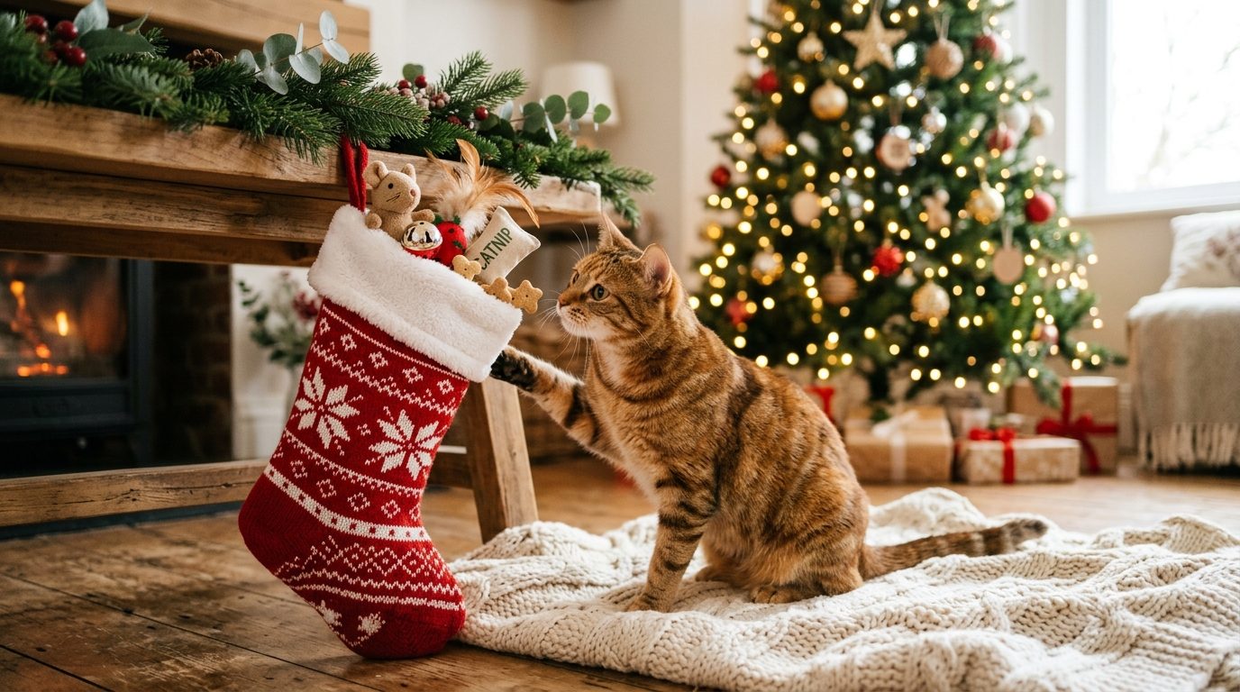 Chaussette de Noël pour chat : le cadeau idéal pour gâter votre félin pendant les fêtes