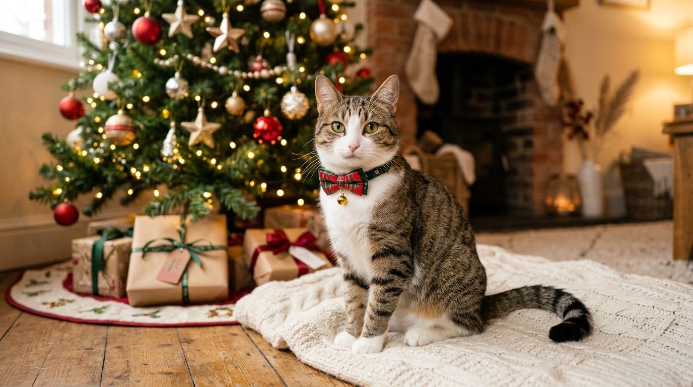 Lot de 2 colliers de Noël pour chat avec nœud papillon et clochette : élégance et esprit de fête