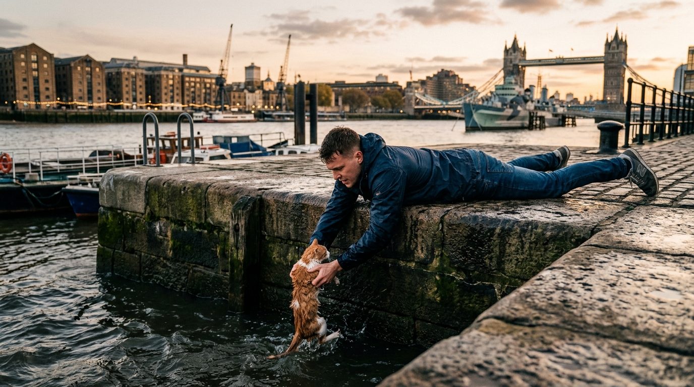 Sauvetage in extremis : un passant sauve un chat tombé dans l&rsquo;eau glacée