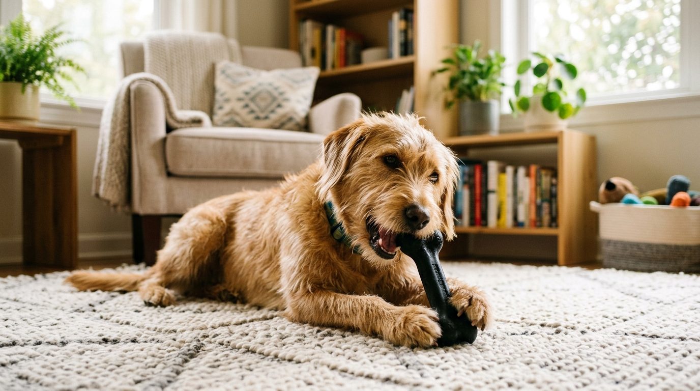 Os en caoutchouc pour chien moyen : l&rsquo;allié mastication et stimulation mentale