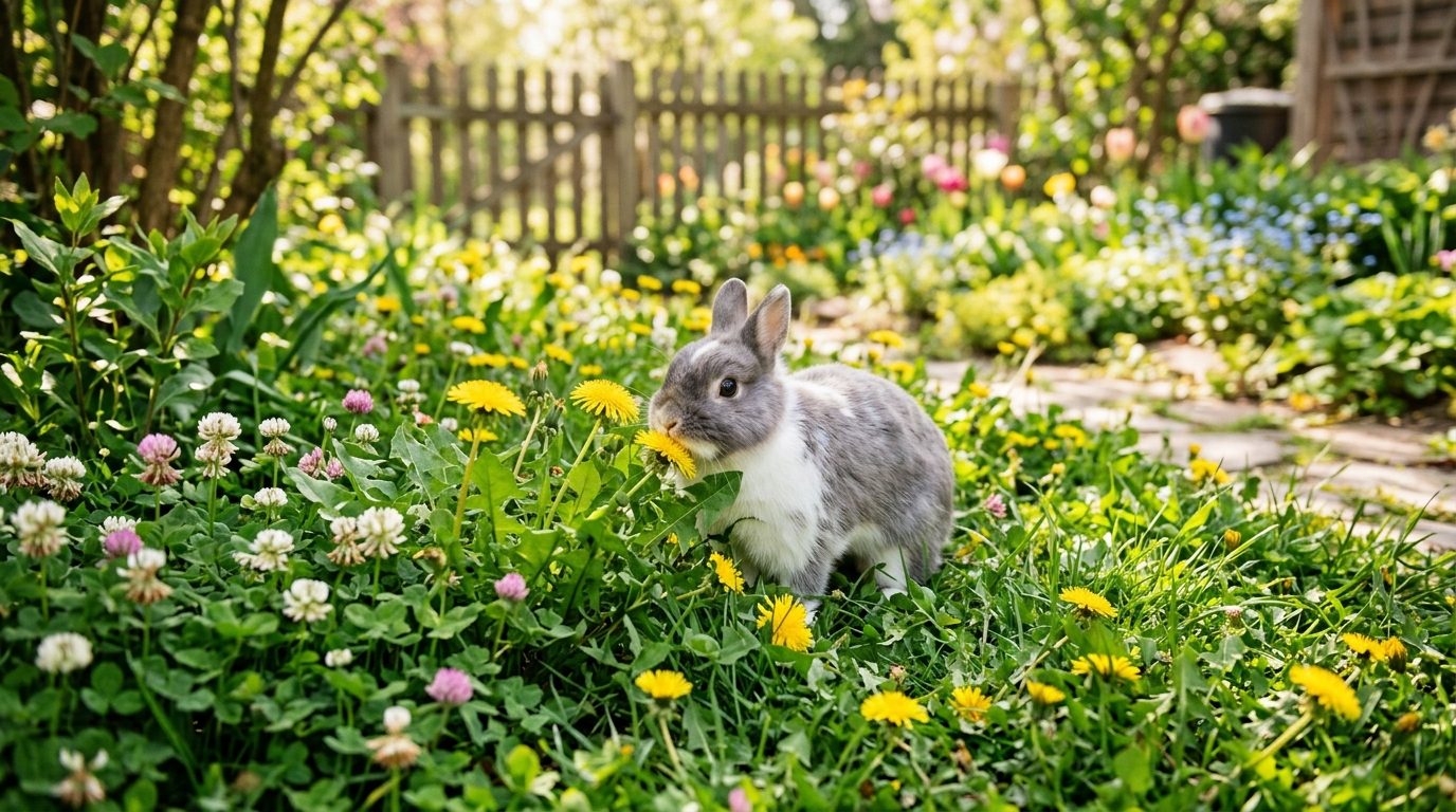 Le réveil du printemps pour votre lapin : sorties au jardin, herbe fraîche et précautions de mai