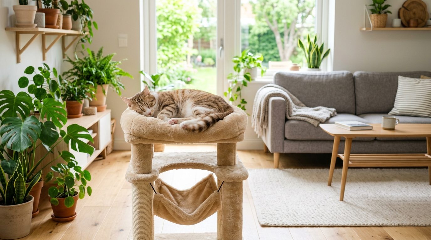 Arbre à chat compact : l&rsquo;accessoire idéal pour faire ses griffes et roupiller en paix