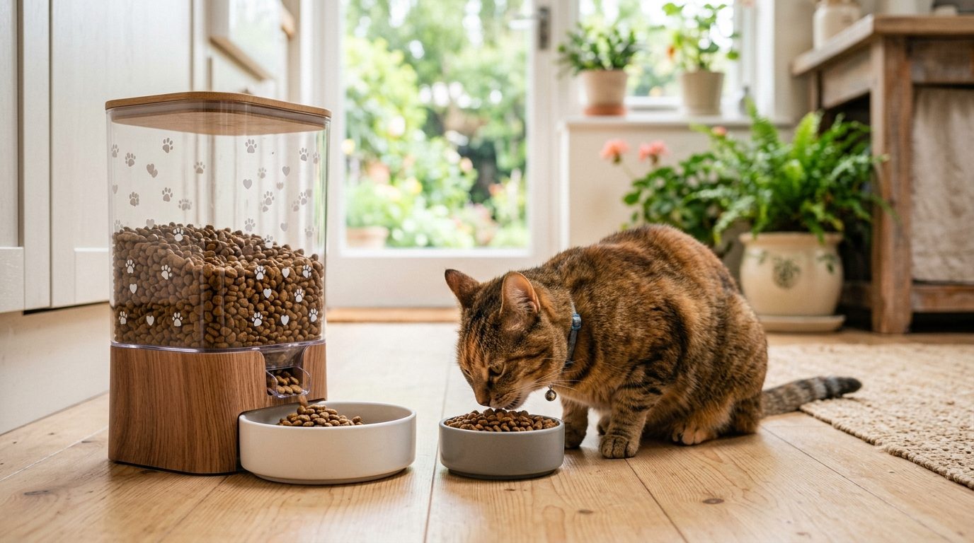 Distributeur de croquettes transparent pour chat : praticité et fraîcheur au quotidien